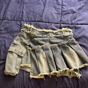 Frayed Denim Mini Skirt
